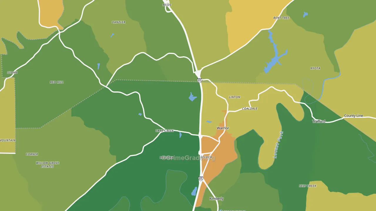 Warrior, AL Map of Assault Rates