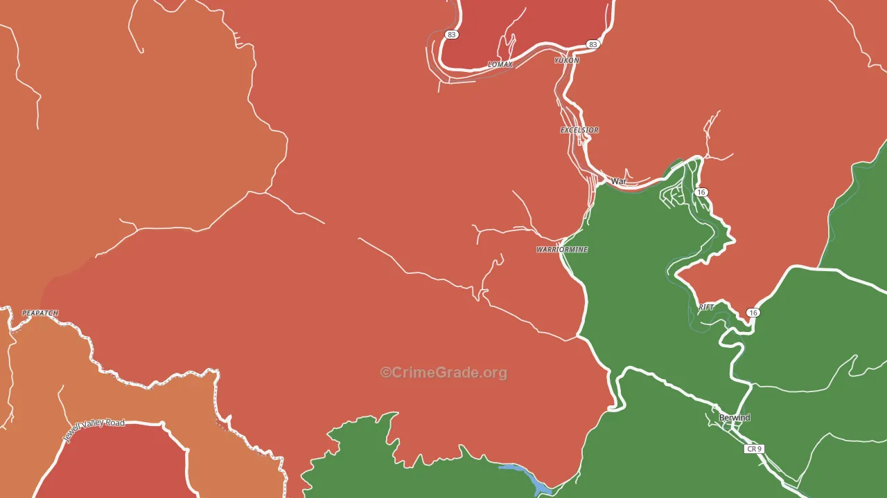 Warriormine, WV Map of Assault Rates