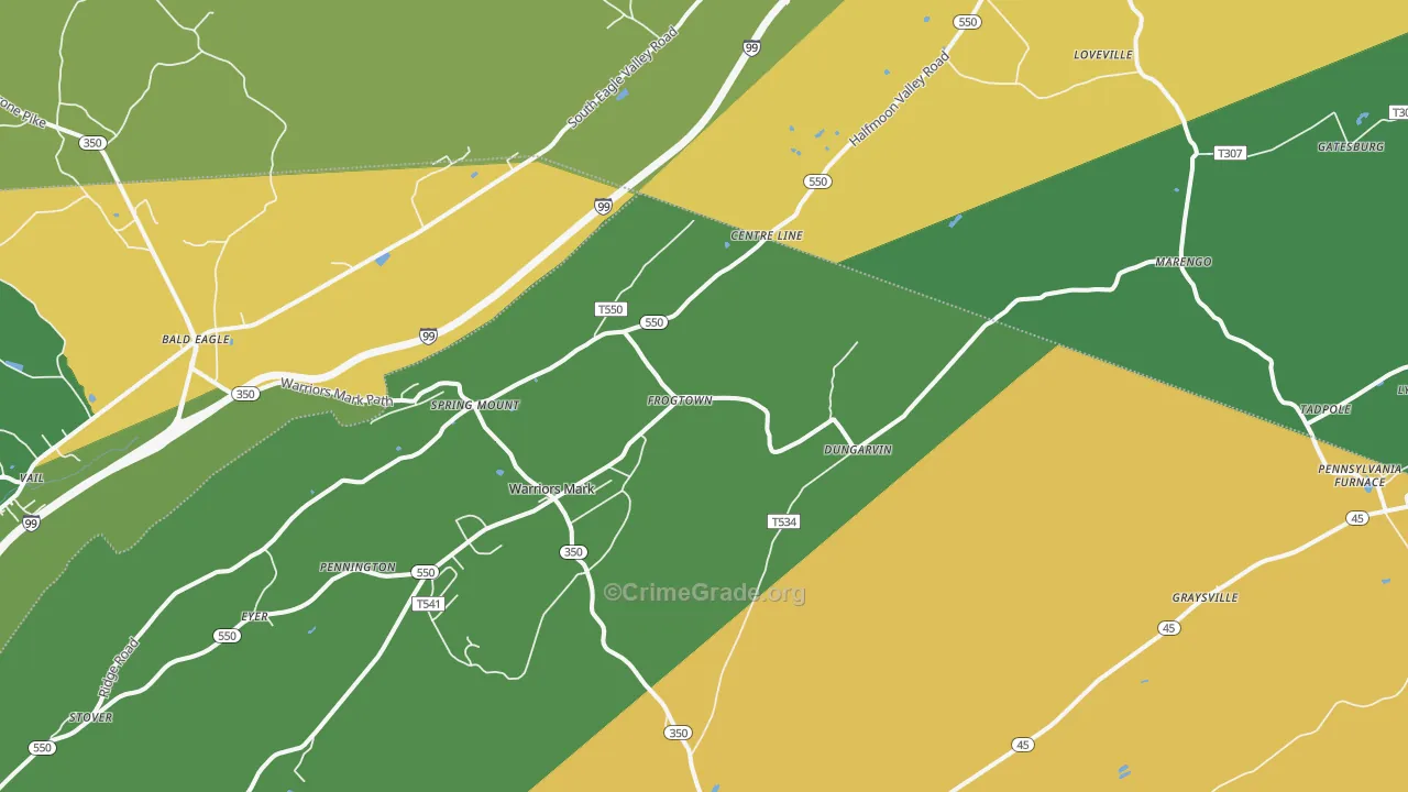 Warriors Mark, PA Map of Assault Rates