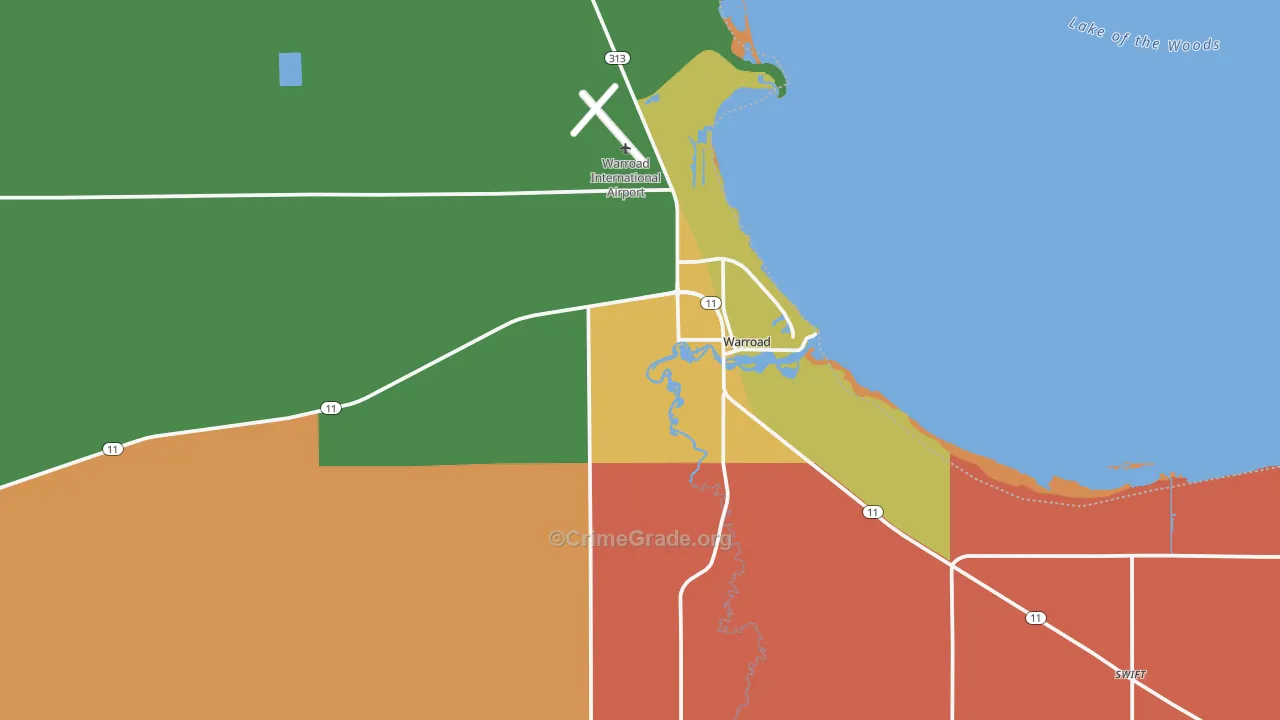 Warroad, MN Map of Assault Rates