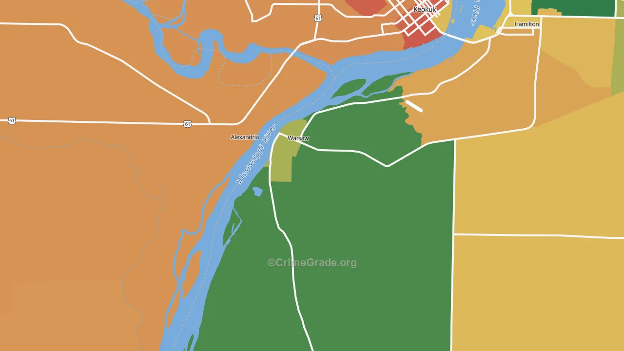 Warsaw, IL Map of Assault Rates