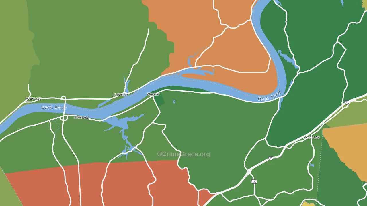Warsaw, KY Map of Assault Rates