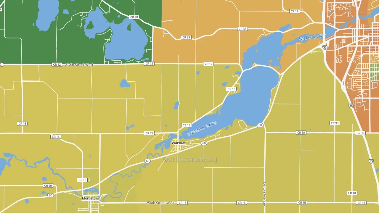 Warsaw, MN Map of Assault Rates