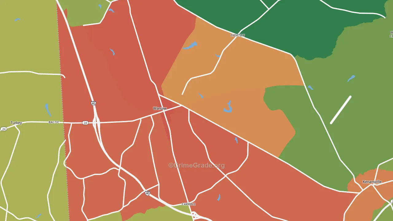 Warsaw, NC Map of Assault Rates