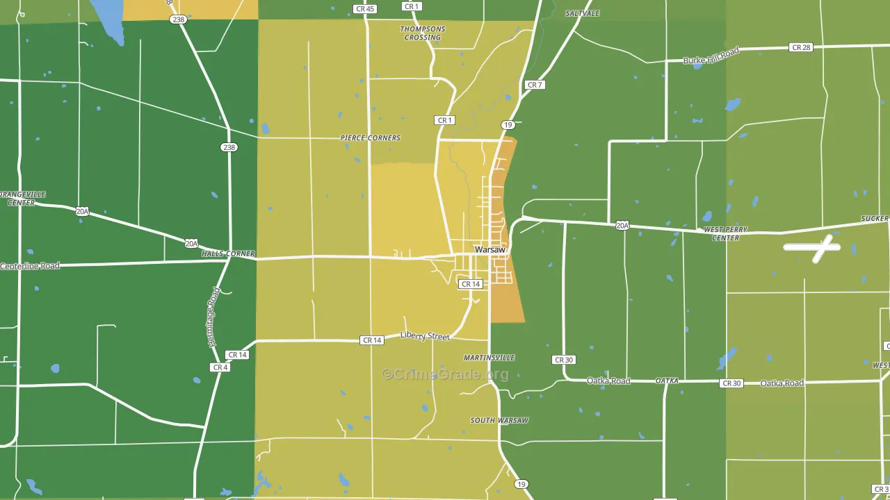 Warsaw, NY Map of Assault Rates