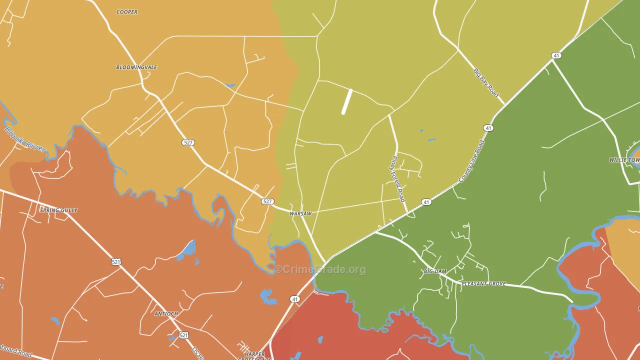 Warsaw, SC Map of Assault Rates