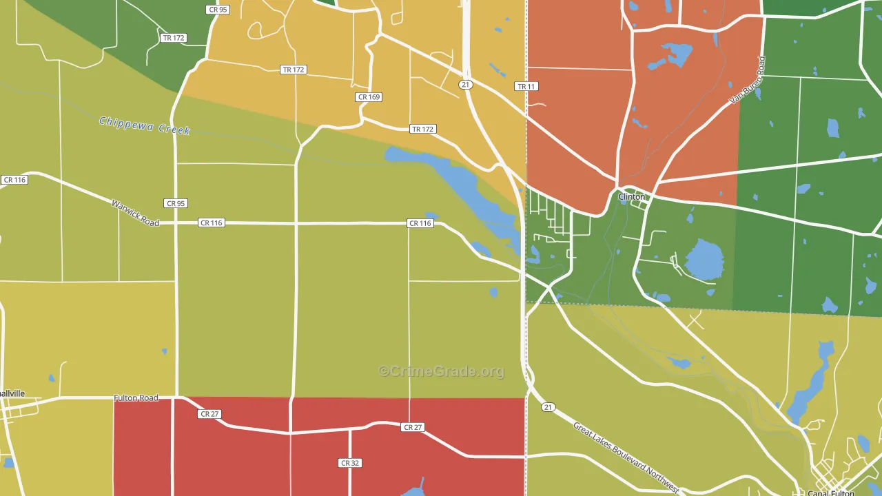 Warwick, OH Map of Assault Rates