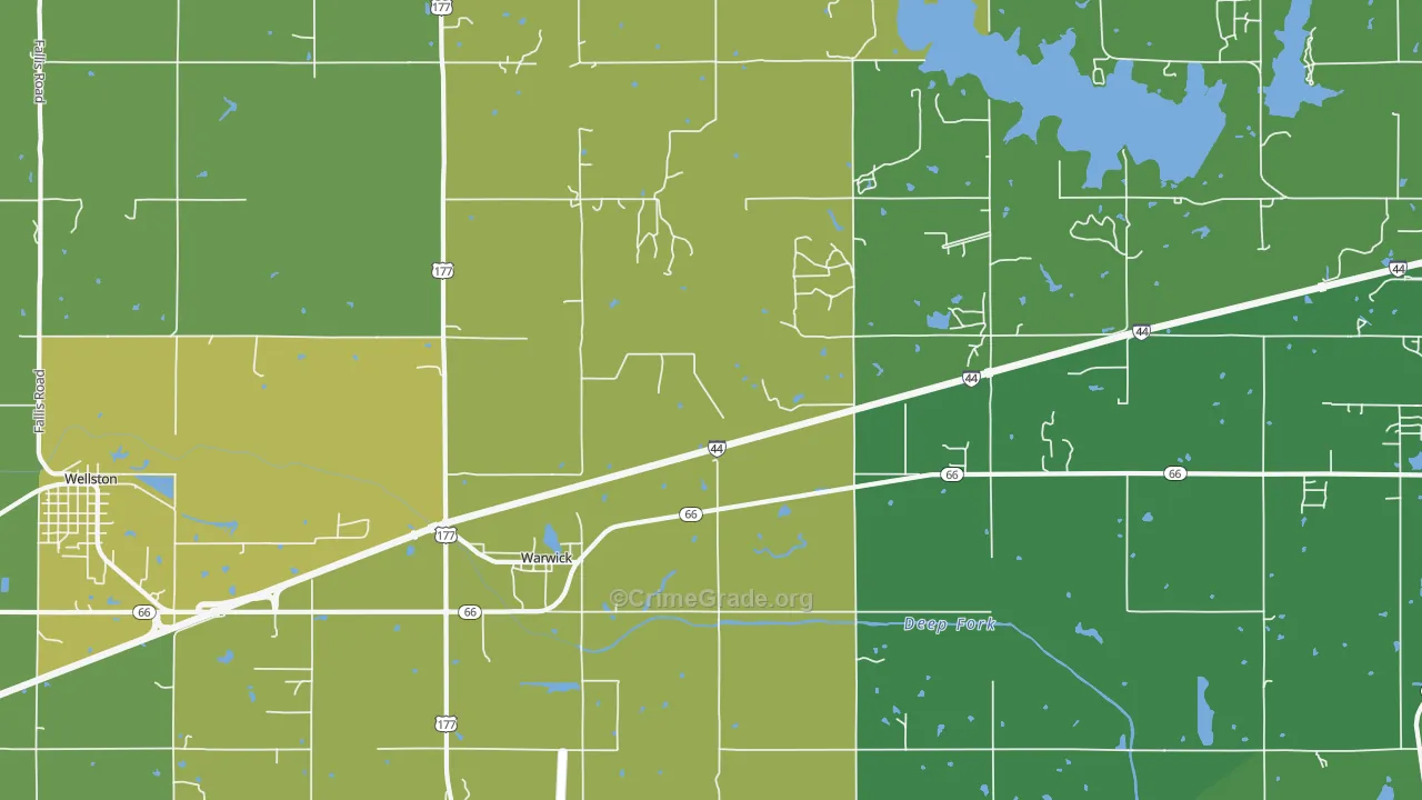 Warwick, OK Map of Assault Rates