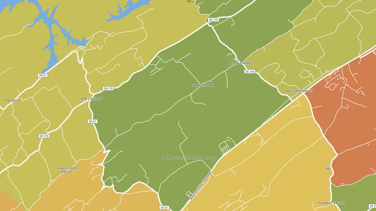 Warwicktown, TN Map of Assault Rates