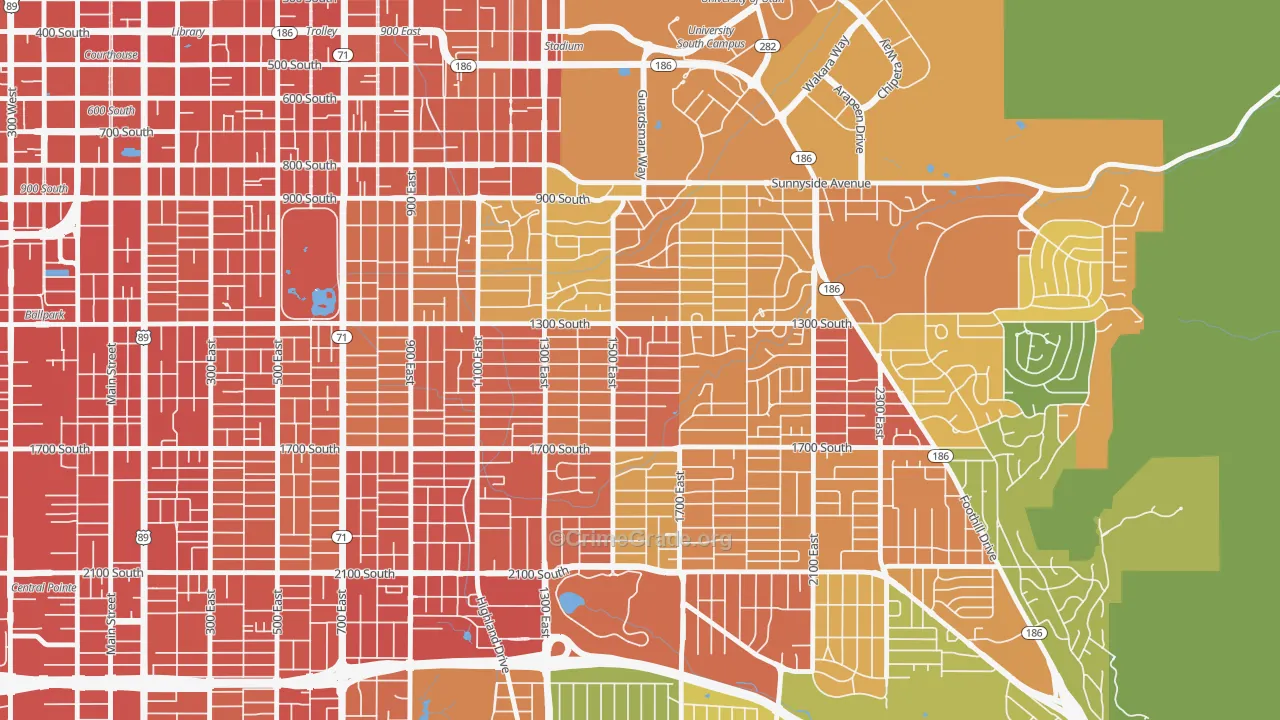 Wasatch Hollow, Salt Lake City, UT Map of Assault Rates