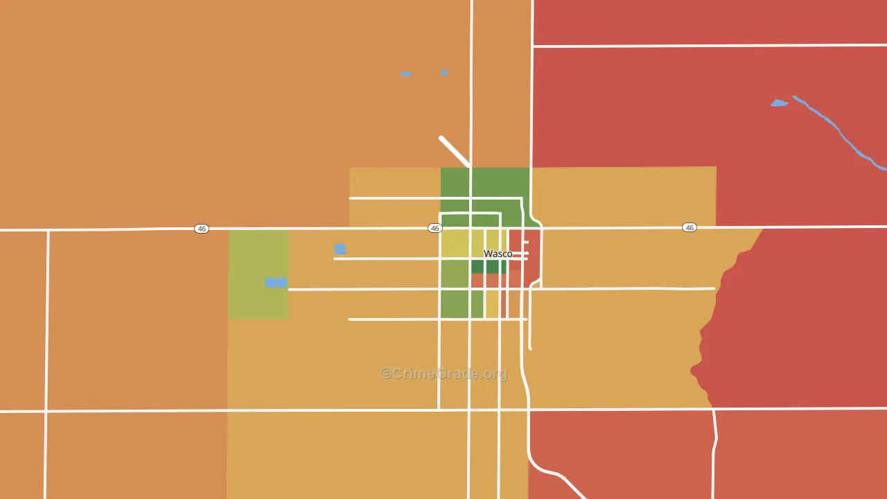 Wasco, CA Map of Assault Rates