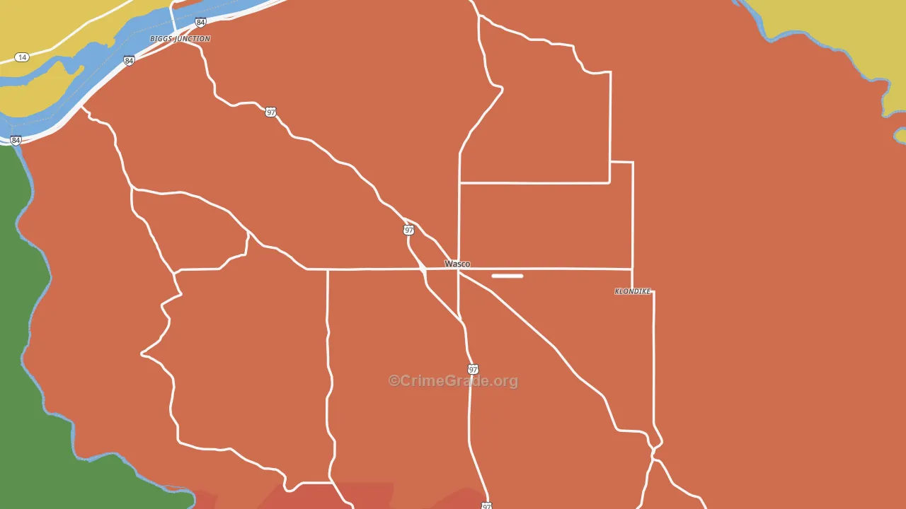 Wasco, OR Map of Assault Rates