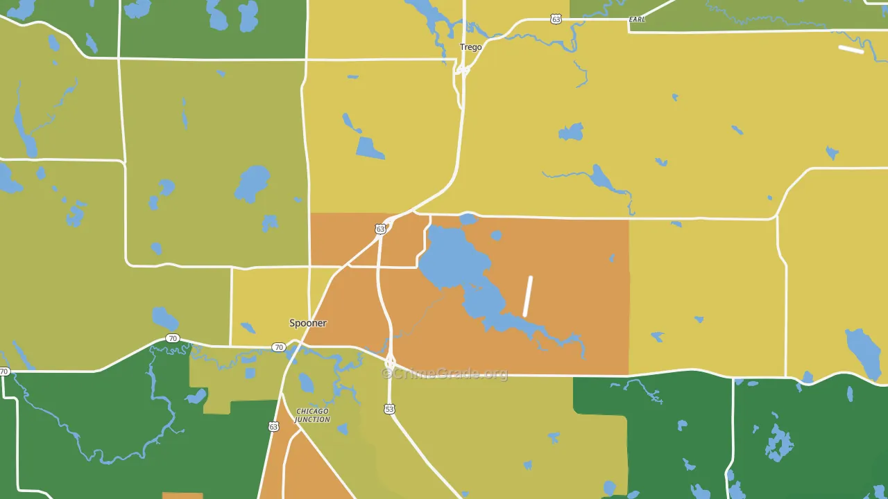 Washburn County, WI Map of Assault Rates