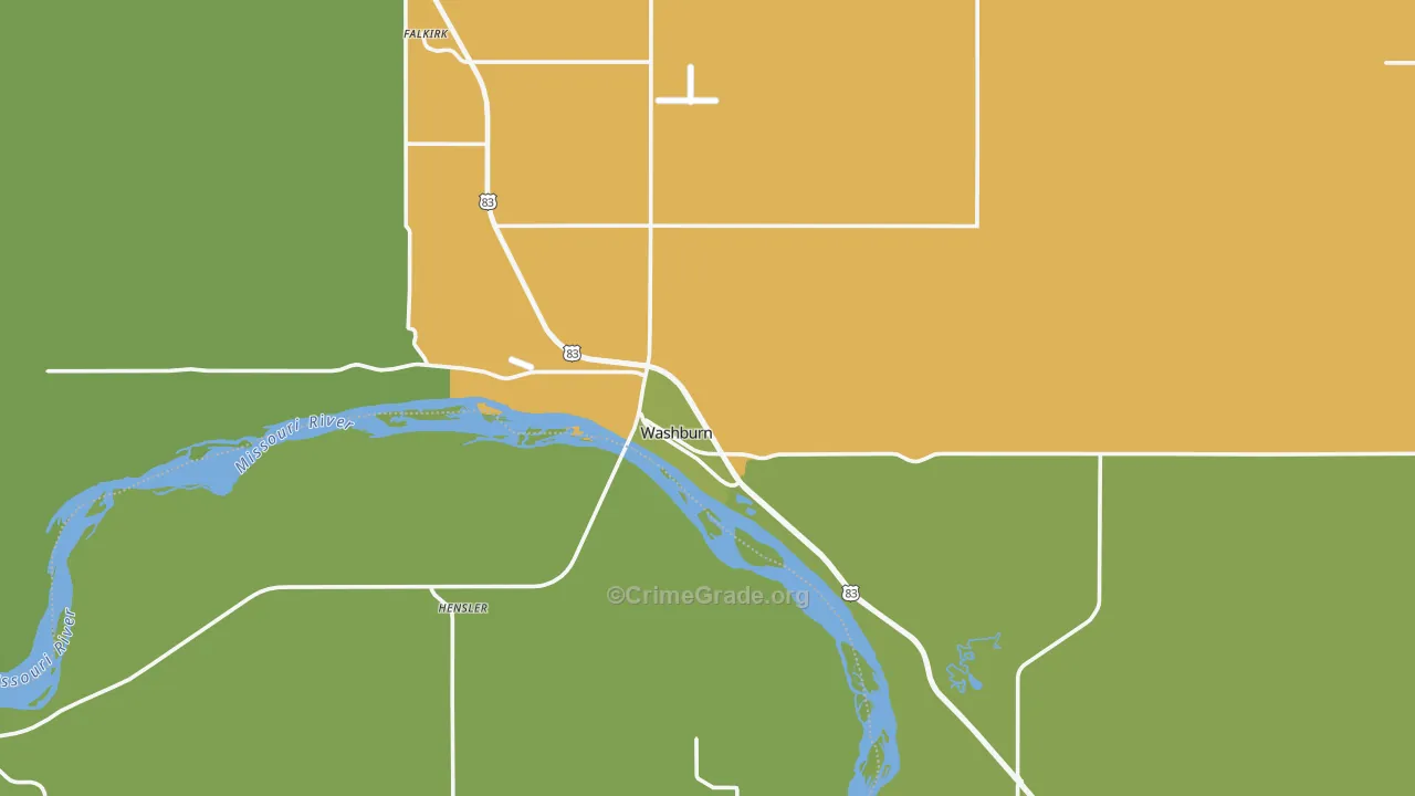 Washburn, ND Map of Assault Rates