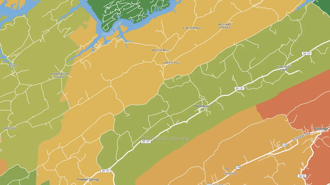 Washburn, TN Map of Assault Rates