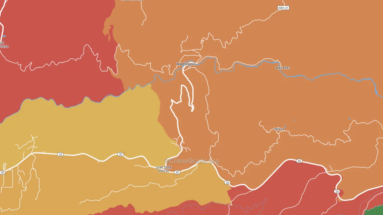 Washington, CA Map of Assault Rates