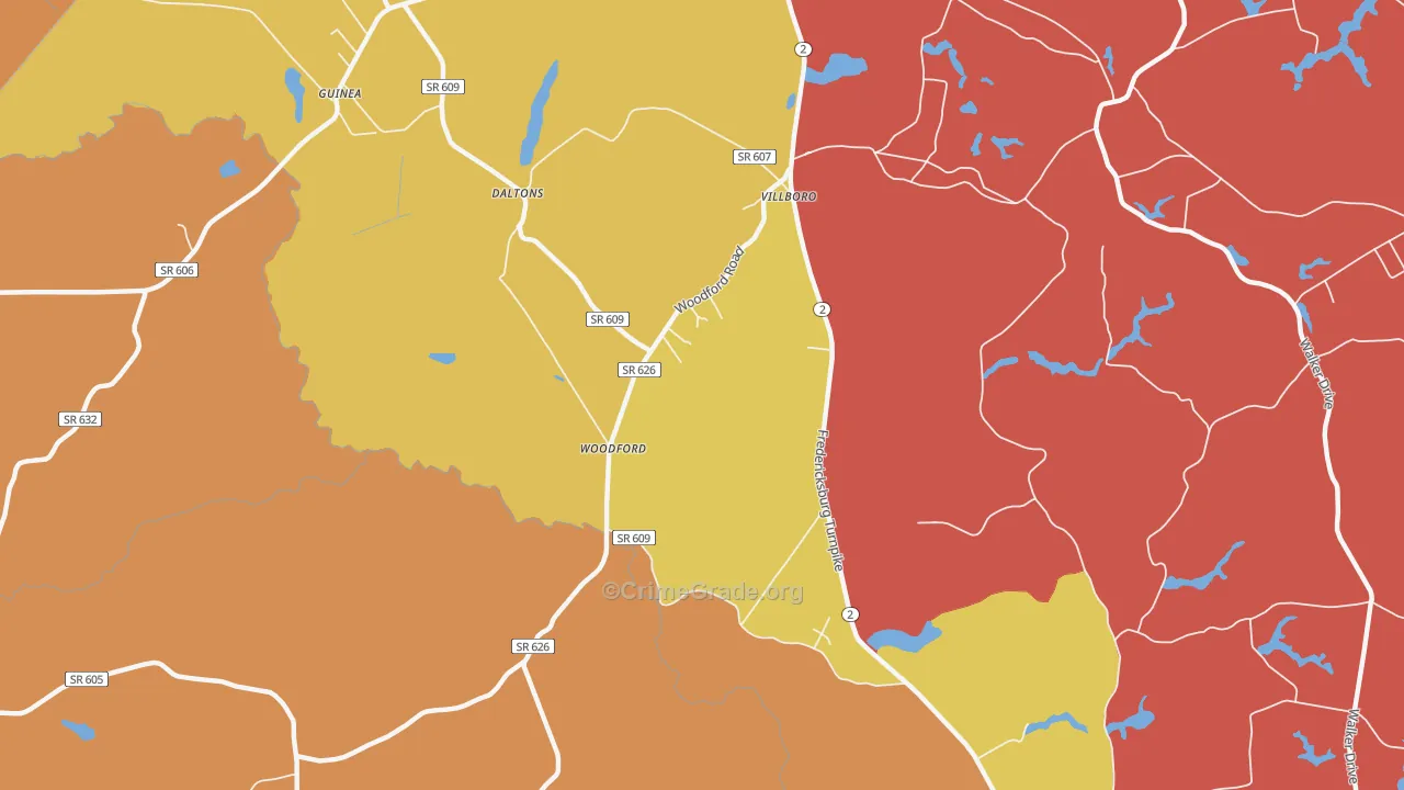 Washington Corner, VA Map of Assault Rates