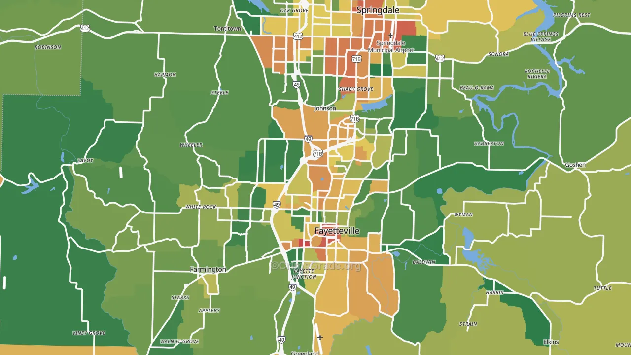 Washington County, AR Map of Assault Rates