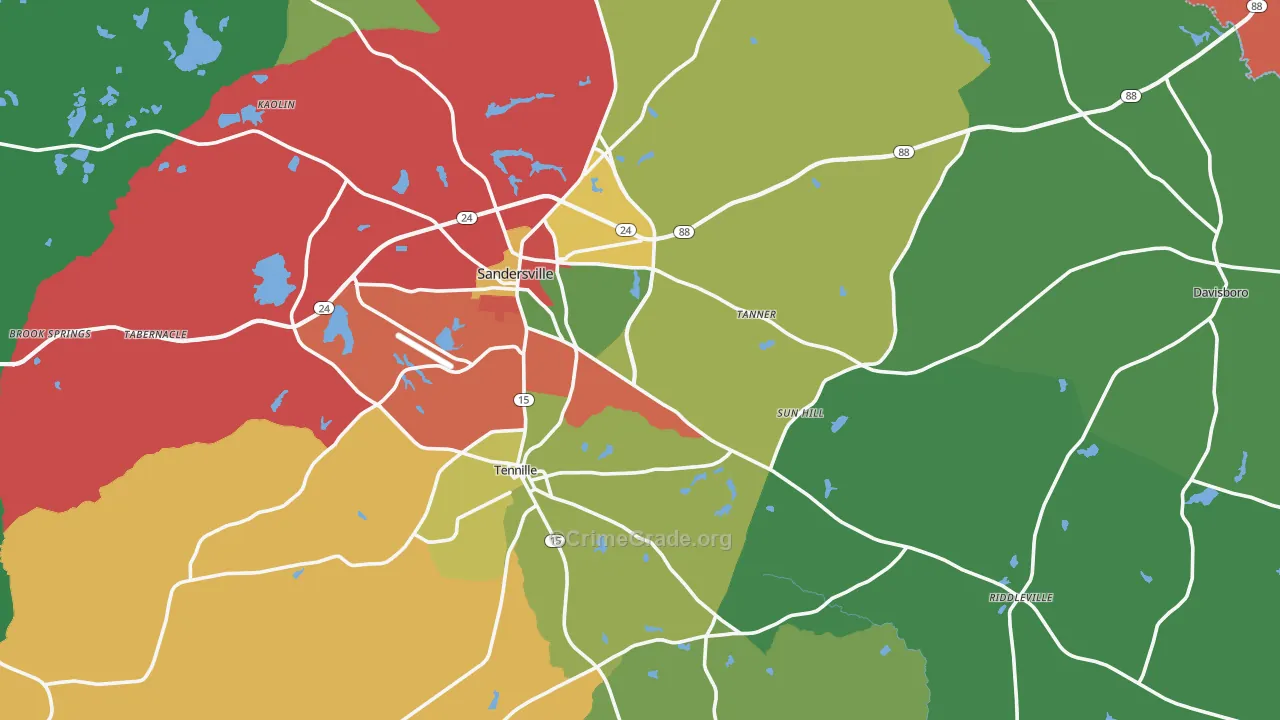 Washington County, GA Map of Assault Rates