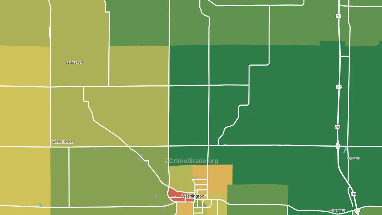 Washington County, IA Map of Assault Rates