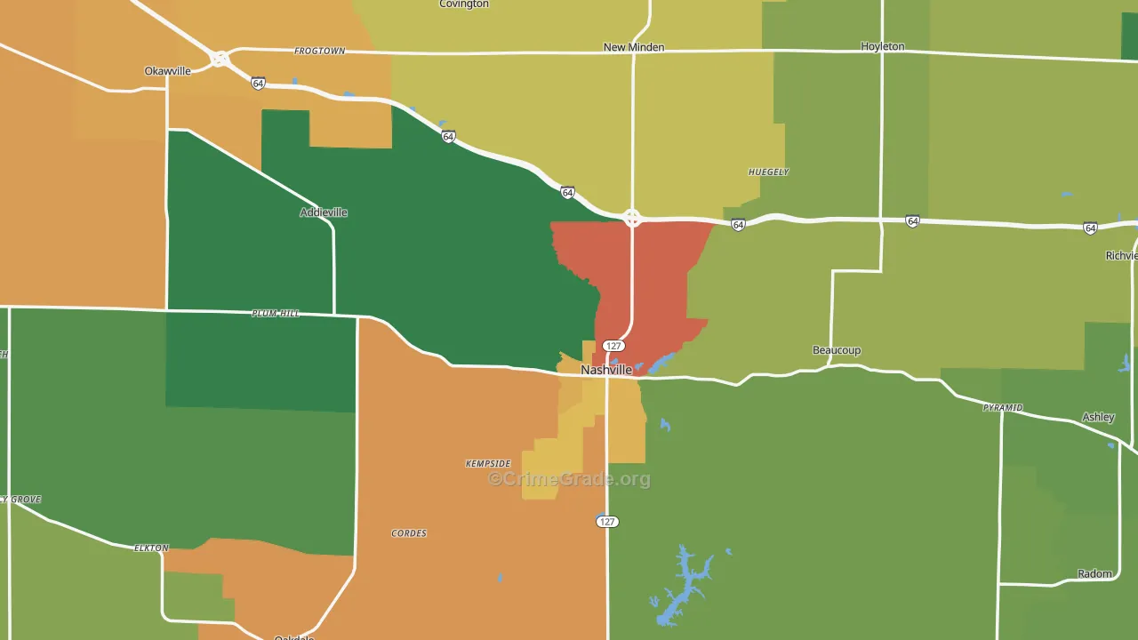 Washington County, IL Map of Assault Rates