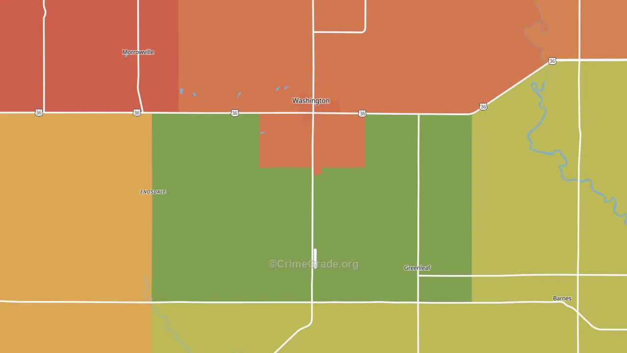 Washington County, KS Map of Assault Rates
