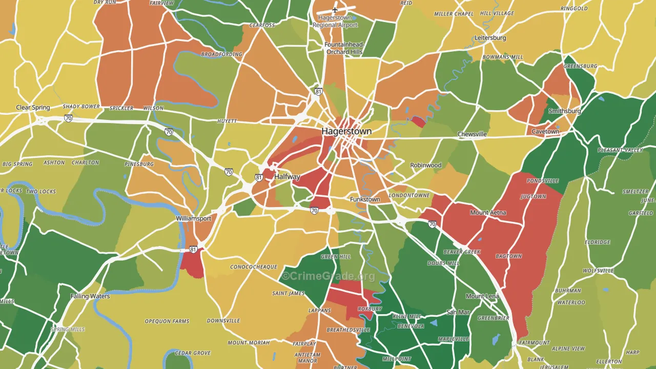 Washington County, MD Map of Assault Rates