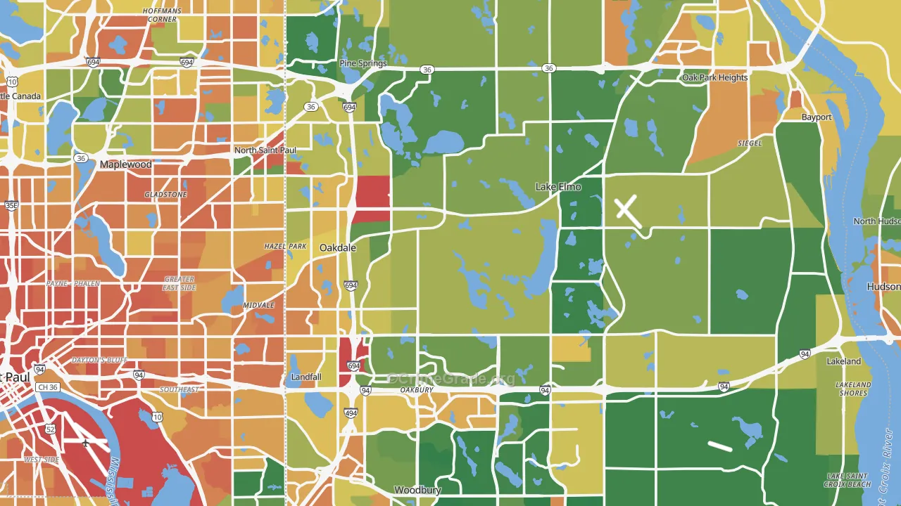Washington County, MN Map of Assault Rates