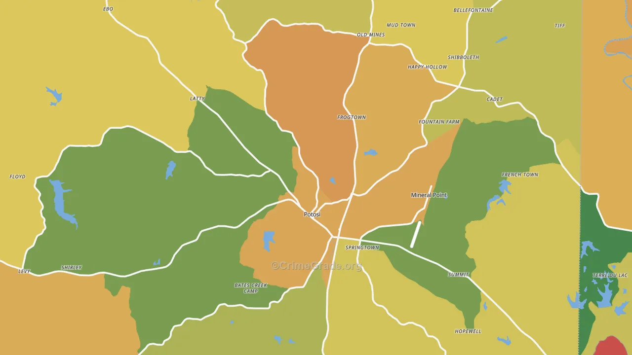 Washington County, MO Map of Assault Rates