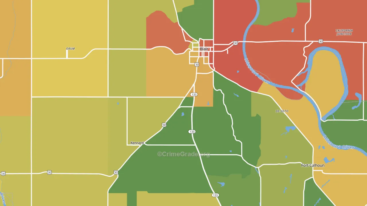 Washington County, NE Map of Assault Rates