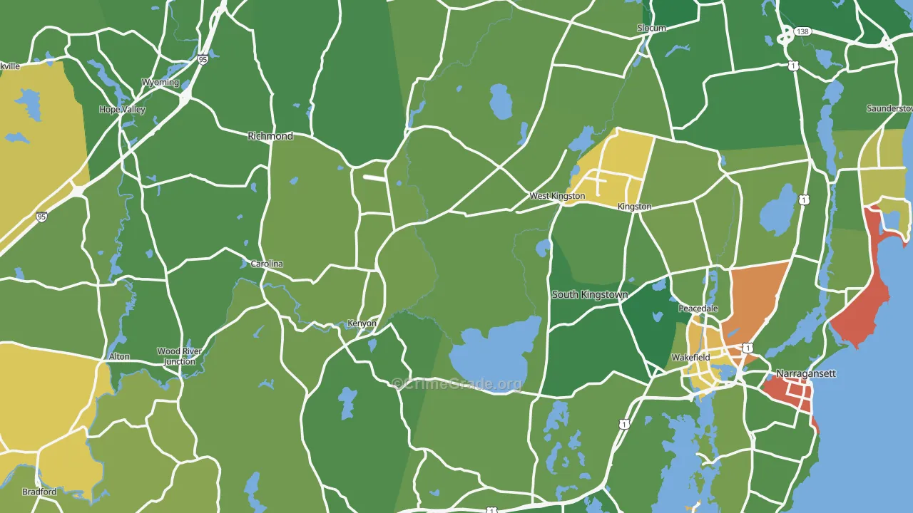 Washington County, RI Map of Assault Rates