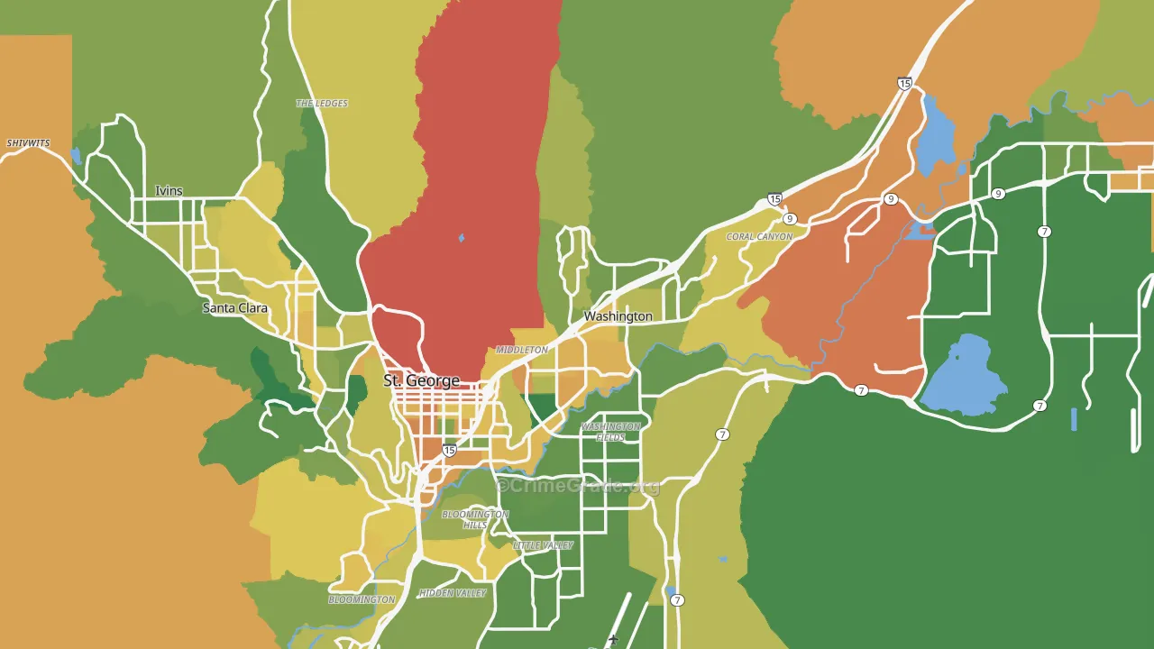Washington County, UT Map of Assault Rates