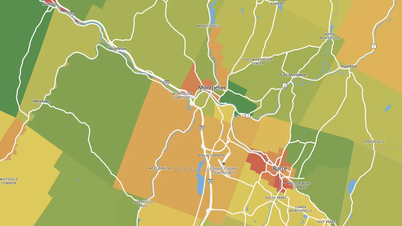 Washington County, VT Map of Assault Rates