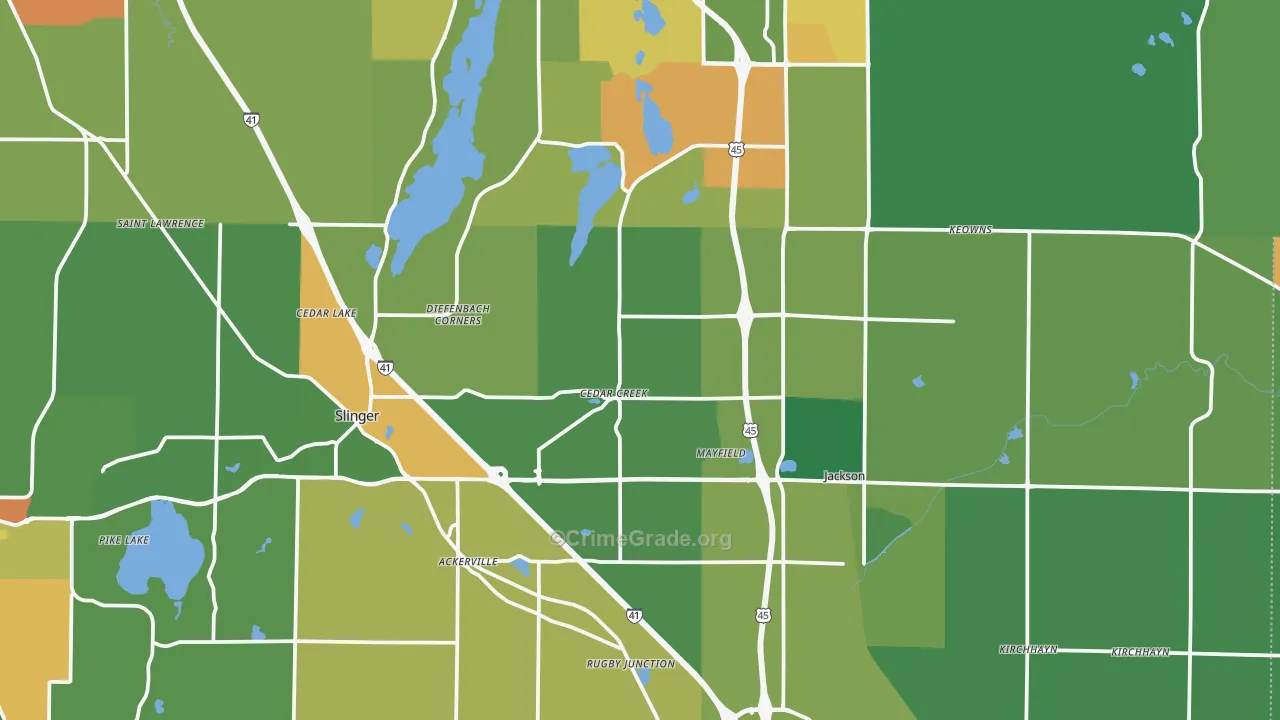 Washington County, WI Map of Assault Rates