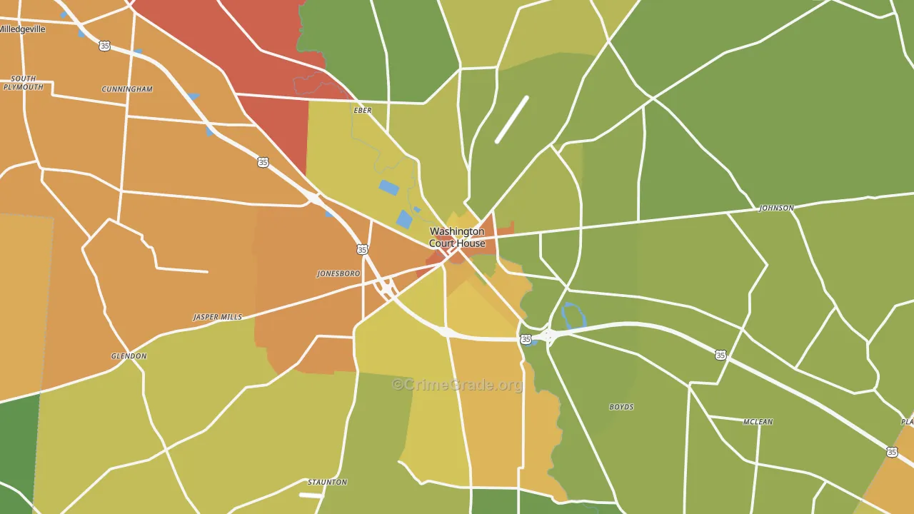 Washington Court House, OH Map of Assault Rates