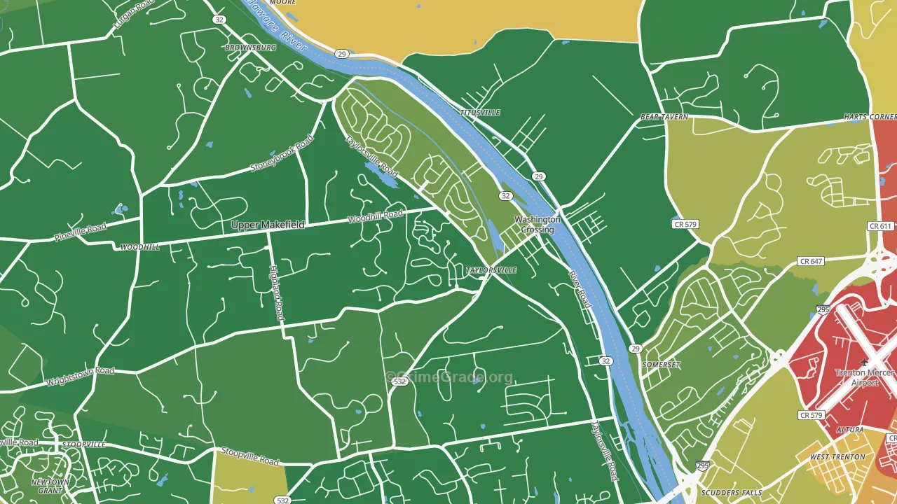 Washington Crossing, PA Map of Assault Rates
