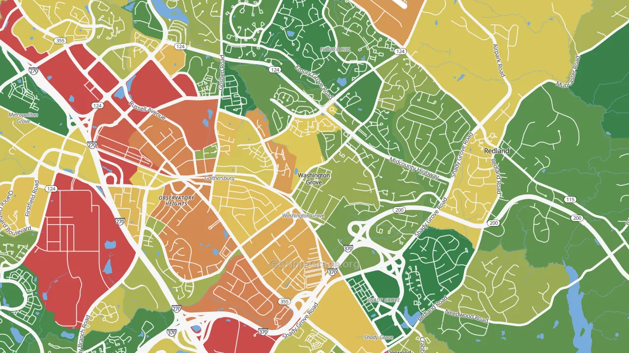 Washington Grove, MD Map of Assault Rates