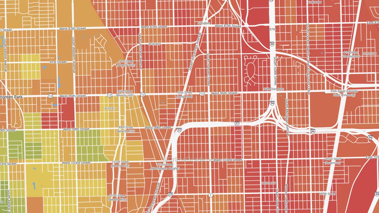 Washington Heights, Chicago, IL Map of Assault Rates