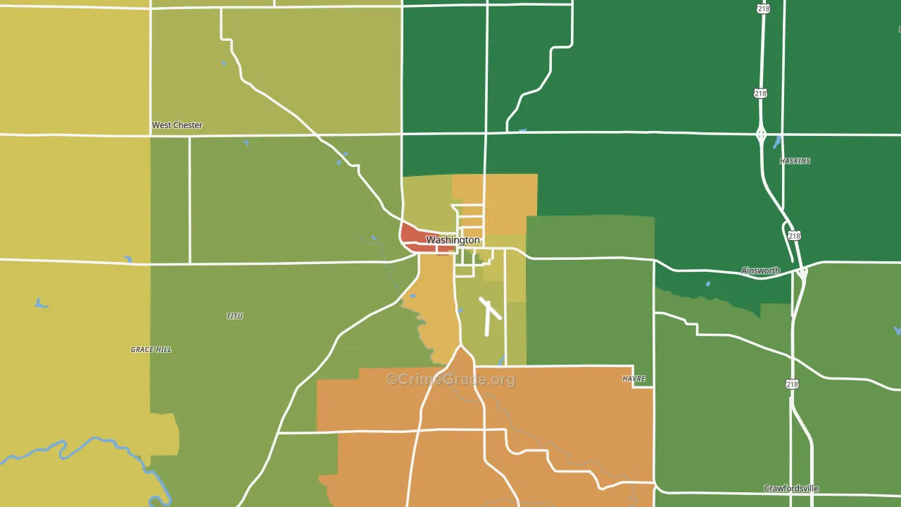 Washington, IA Map of Assault Rates