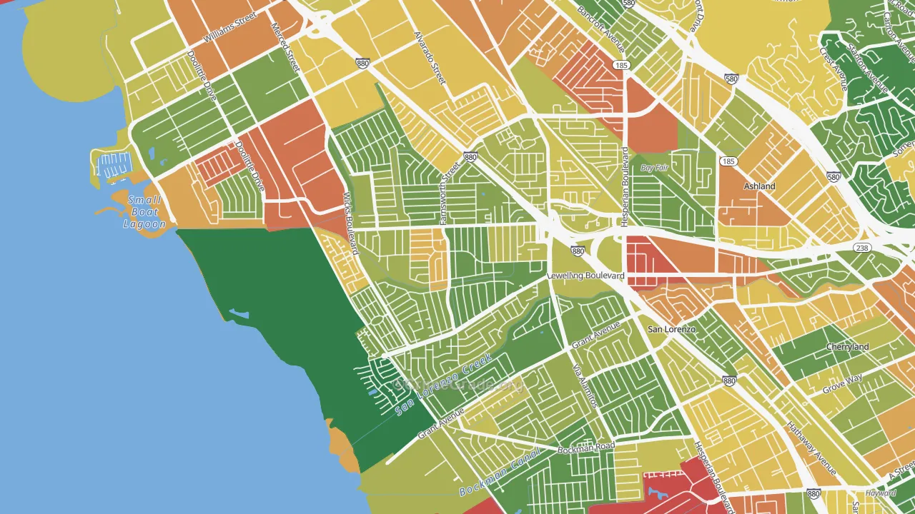 Washington Manor-Bonaire, San Leandro, CA Map of Assault Rates