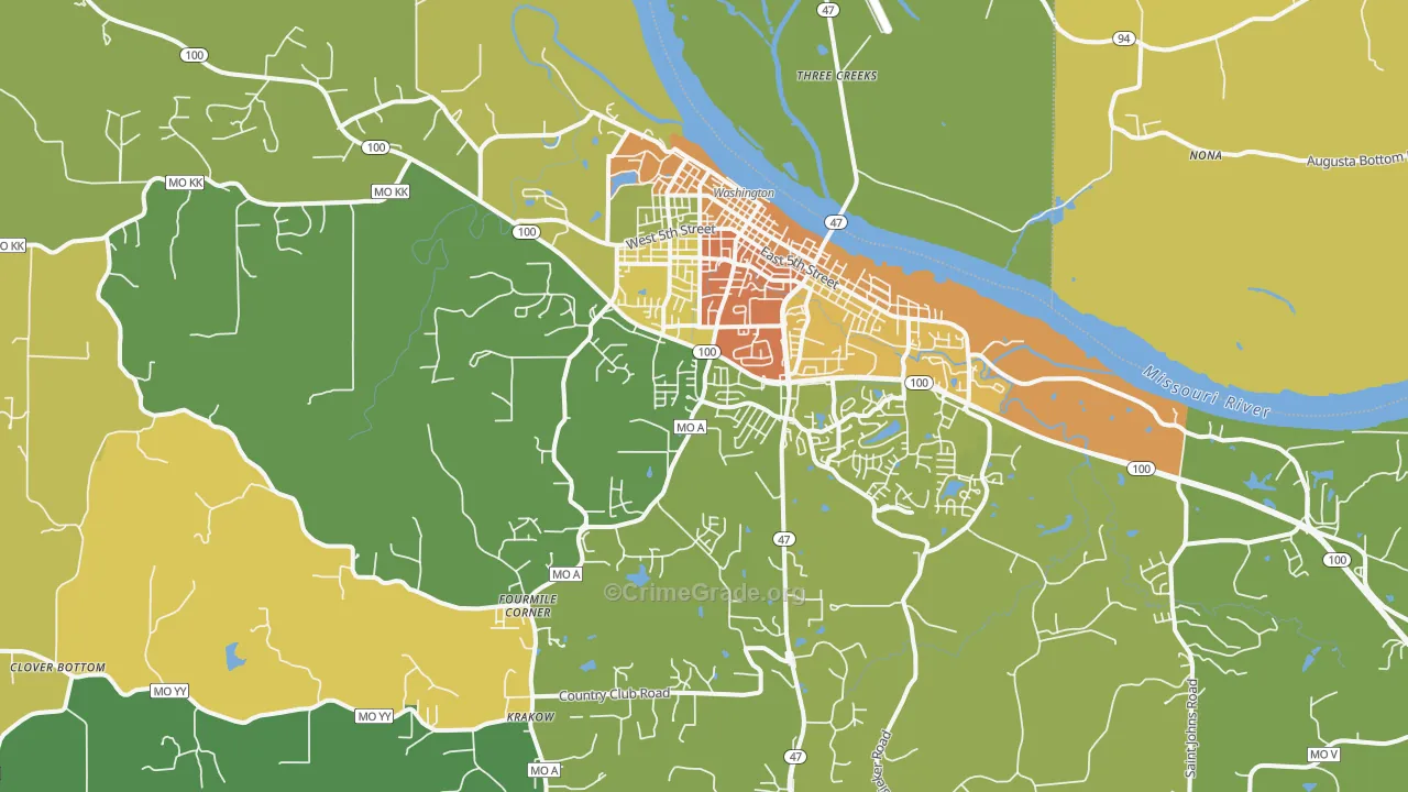 Washington, MO Map of Assault Rates
