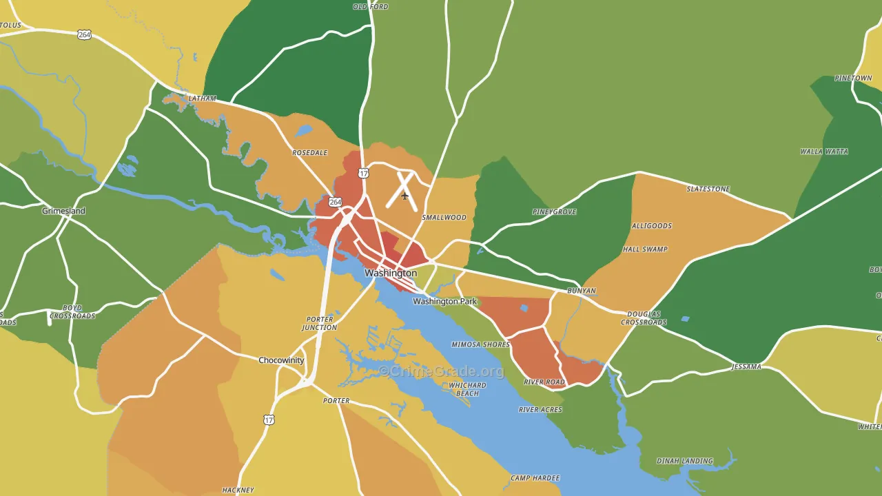 Washington, NC Map of Assault Rates