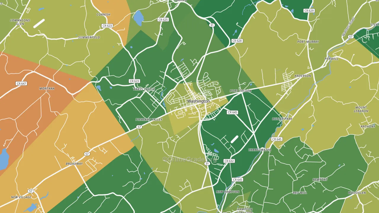 Washington, NJ Map of Assault Rates