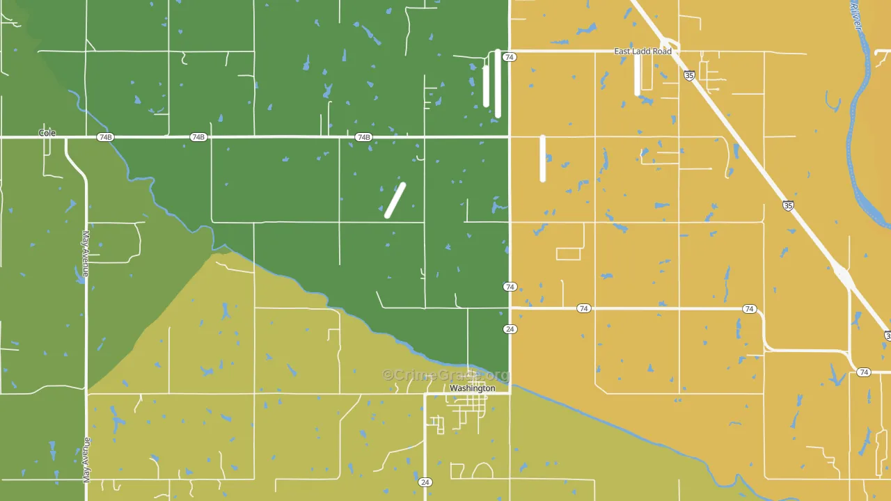 Washington, OK Map of Assault Rates