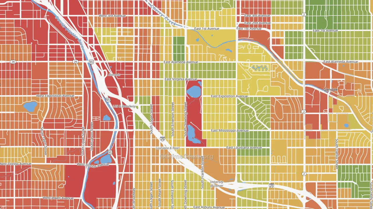 Washington Park, Denver, CO Map of Assault Rates
