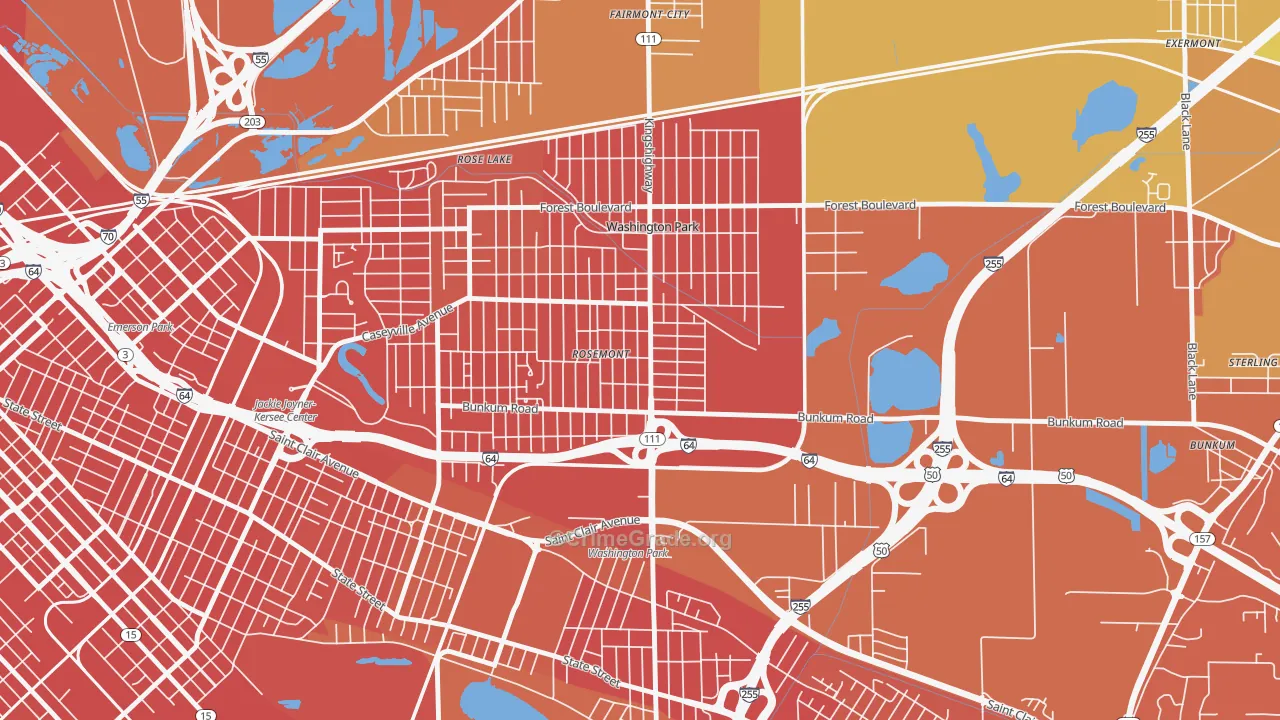 Washington Park, IL Map of Assault Rates