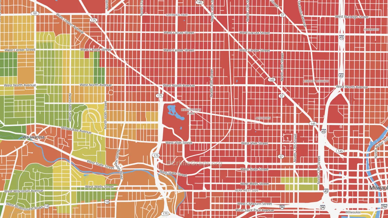 Washington Park, Milwaukee, WI Map of Assault Rates
