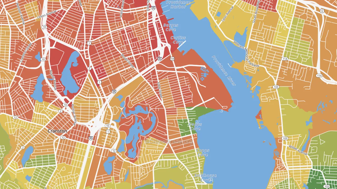 Washington Park, Providence, RI Map of Assault Rates