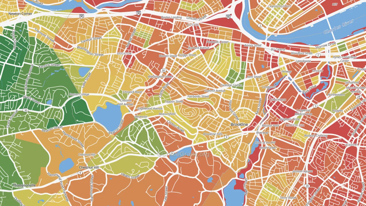 Washington Square, Brookline, MA Map of Assault Rates