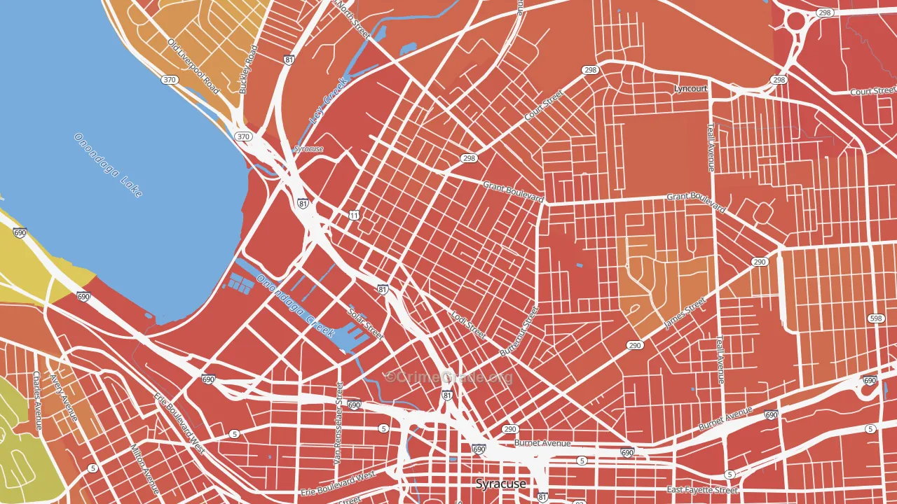 Washington Square, Syracuse, NY Map of Assault Rates